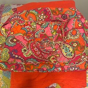 Vera Bradley Pink Orange Paisley Quilted Travel Bag